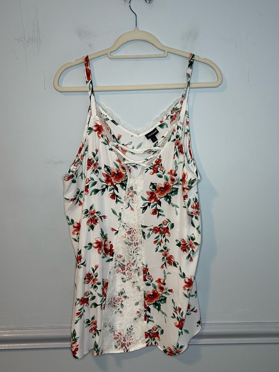 torrid Tops - Torrid White & Orange Floral Georgette Lace Cami Size 2X